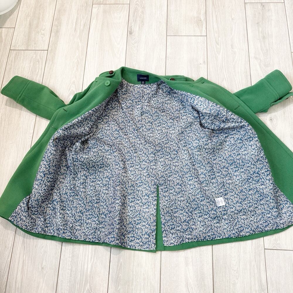 Lands End Pea Coat Kelly Green Wool Cashmere Peacoat Jacket Pockets Size 16P - Picture 4 of 11